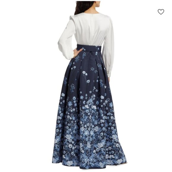 SACHIN & BABI Zoe Belted Gown, Ivory/Blue, Size 6, NWT - Picture 3 of 14